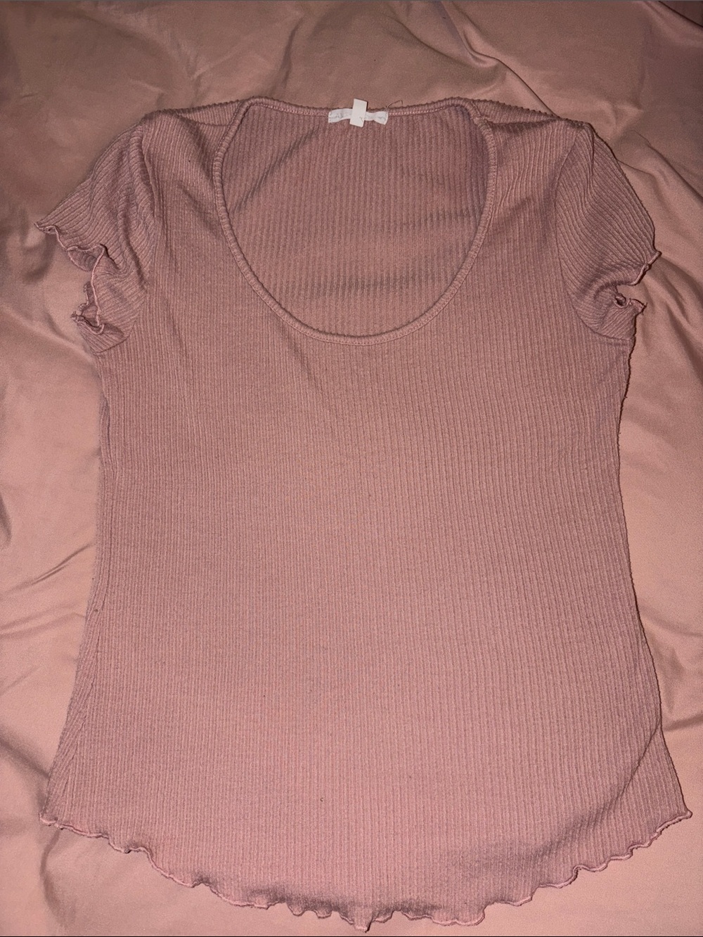 Women's Ribbed Scoop Neck Tee in Dusty Rose